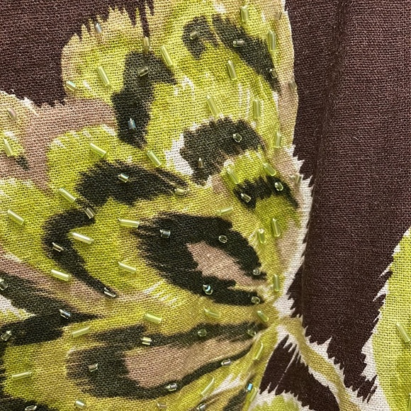 Laura Plus 24W brown/multi green beaded Dress - Picture 5 of 5